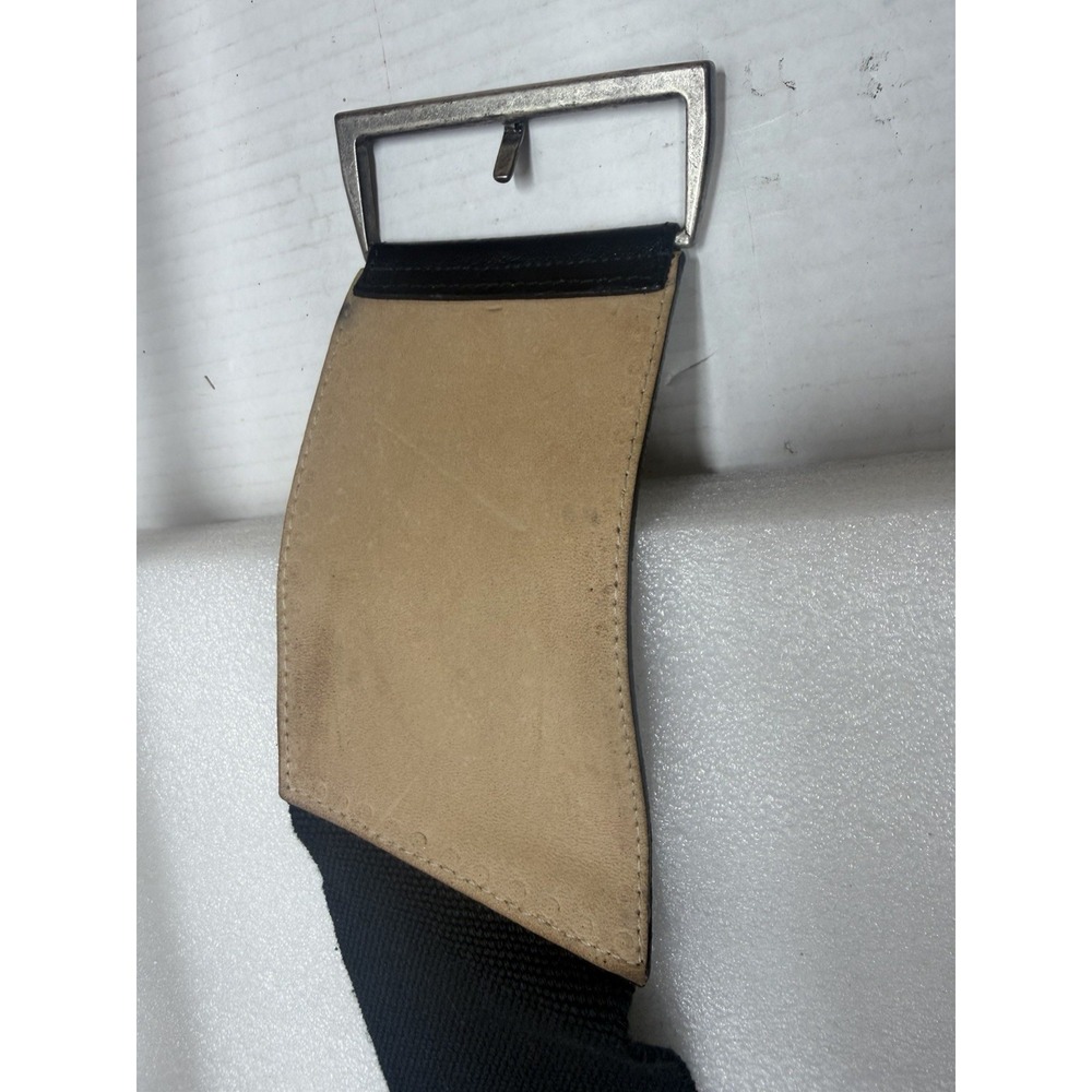 Vintage Streets Ahead Elastic & Leather Black & Silver Belt USA Size Small EUC - Picture 4 of 6